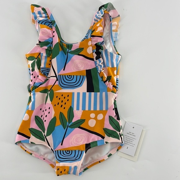 TINY TRIBE Babies' Abstraction Frill One-piece Swimsuit In Multi